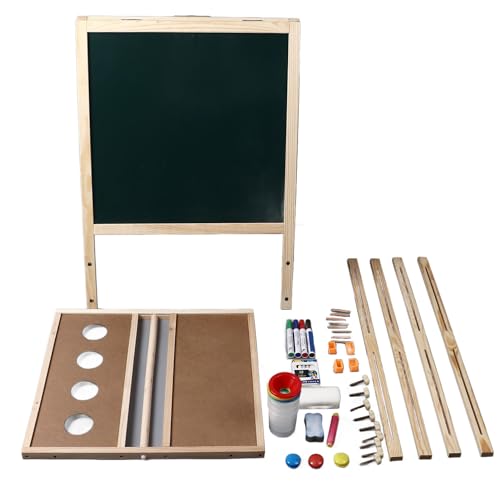 Doppelseitige Kunst-Staffelei aus Holz, Whiteboard, Kreidetafel, magnetisches Zeichenbrett, für Kinder, Studenten, ideales Lernwerkzeug für drinnen und draußen von Kelepu