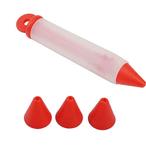 Kelepu 4 Düsen Silikon Lebensmittel Schreibstift Schokolade Dekorieren Werkzeuge Kuchen (Red) von Kelepu