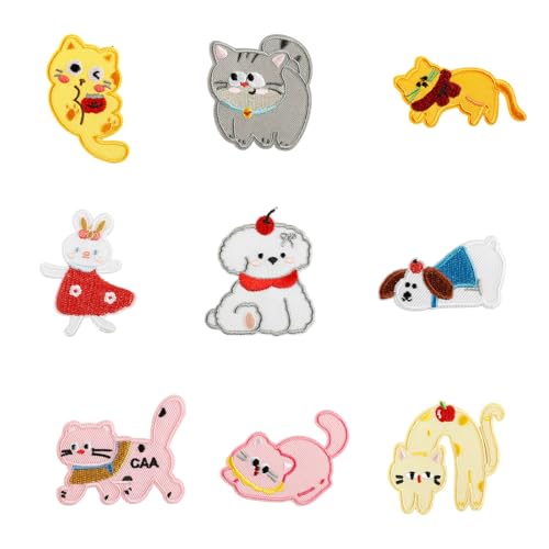 9 Stück Kaninchen Aufnäher / Aufbügler Cartoon Katzen bestickte Patches Hunde Nähen Patches Applikation für Taschendekorationen 9 Stück Kaninchen Aufnäher / Aufbügler Cartoon Katzen bestickte Patches Hunde Nähen Patches Applikation für Taschendekorationen von Kelisdi
