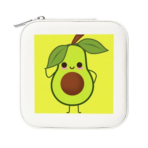 KemEng Avocado-Cartoon, Quadratische PVC Leder Schmuckschatulle Damen Schmuckschatulle Reise-Organizer Schmucketui von KemEng