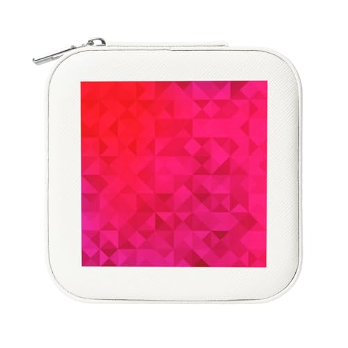 KemEng Fuchsia Dreieck Geometrisch, Quadratische PVC Leder Schmuckschatulle Damen Schmuckschatulle Reise-Organizer Schmucketui von KemEng