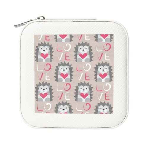 KemEng Igel mit Herzliebe, Quadratische PVC Leder Schmuckschatulle Damen Schmuckschatulle Reise-Organizer Schmucketui von KemEng