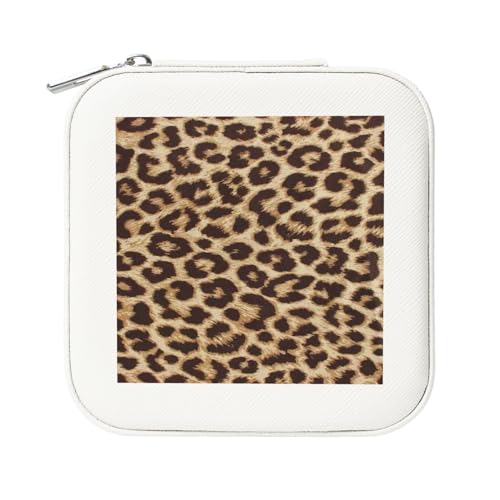 KemEng Leopardenmuster-Druck, Quadratische PVC Leder Schmuckschatulle Damen Schmuckschatulle Reise-Organizer Schmucketui von KemEng