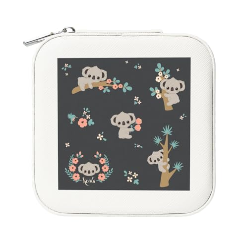 KemEng Niedlicher 3D-Tier-Koala, Quadratische PVC Leder Schmuckschatulle Damen Schmuckschatulle Reise-Organizer Schmucketui von KemEng