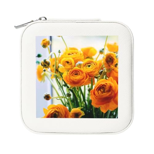 KemEng Schöne Blume, Quadratische PVC Leder Schmuckschatulle Damen Schmuckschatulle Reise-Organizer Schmucketui von KemEng