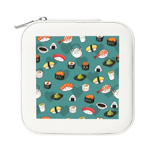 KemEng Süßes Sushi, Quadratische PVC Leder Schmuckschatulle Damen Schmuckschatulle Reise-Organizer Schmucketui von KemEng