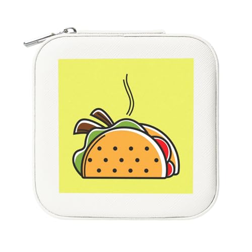 KemEng Taco-mexikanisches Essen, Quadratische PVC Leder Schmuckschatulle Damen Schmuckschatulle Reise-Organizer Schmucketui von KemEng