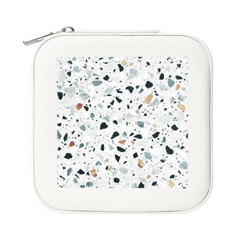 KemEng Terrazzo Marmor Pastell, Quadratische PVC Leder Schmuckschatulle Damen Schmuckschatulle Reise-Organizer Schmucketui von KemEng