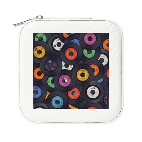 KemEng Vinyl-Schallplatten-Musikalbum, Quadratische PVC Leder Schmuckschatulle Damen Schmuckschatulle Reise-Organizer Schmucketui von KemEng