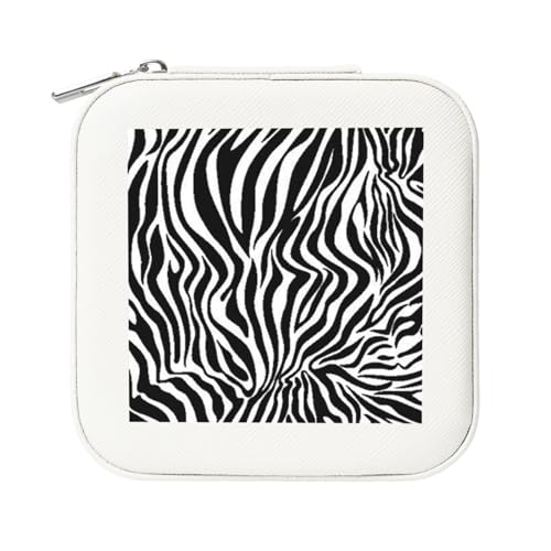 KemEng Zebra-Druck, Quadratische PVC Leder Schmuckschatulle Damen Schmuckschatulle Reise-Organizer Schmucketui von KemEng