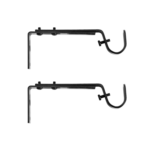 Kenney Adjustable Curtain Rod Brackets, Black (2-Pack) von Kenney