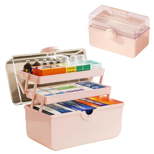 Kensbro 35cm 3-Regal Mehrzweck-Aufbewahrungsbox,Medikamentenbox Aufbewahrung,Box Gross Portable,Sortierboxen für Kleinteile,Haarschmuck und Kosmetik,Medikamenten Organizer,Bastel-Organizer von Kensbro