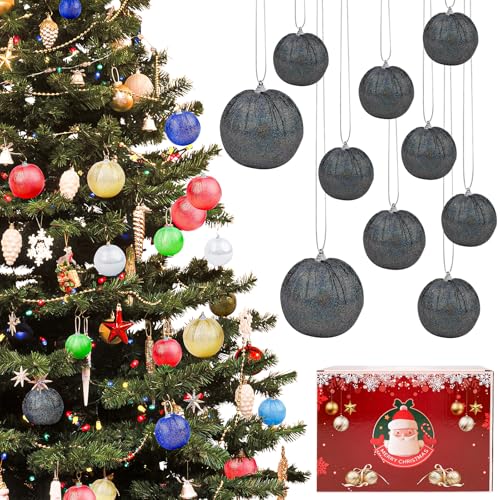 Kepfire 10pcs Glitter Weihnachten Hängende Ball Ornamente Splitterfreier Paillettenstoff Handgemachte Schaumstoffkugeln Glänzende Hochzeit Party Urlaub Tür Wand Sammlung von Kepfire