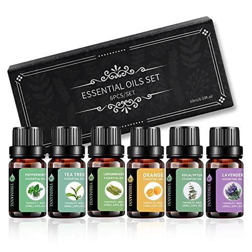 Keptfeet Ätherisches Bio-Öl-Set, ätherisches Duftöl, natürliches Pflanzenes -Set, aromatische ätherische Öle für Diffusor, Luftbefeuchter, Spa, Haut- und Haarpflege, 10 ml 6 Stück von Keptfeet