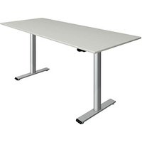 Kerkmann Move 1 base elektrisch höhenverstellbarer Schreibtisch lichtgrau rechteckig, T-Fuß-Gestell silber 150,0 x 80,0 cm von Kerkmann