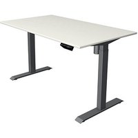 Kerkmann Move 1 elektrisch höhenverstellbarer Schreibtisch weiß rechteckig, T-Fuß-Gestell grau 140,0 x 80,0 cm von Kerkmann