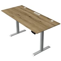 Kerkmann Move 1 plus elektrisch höhenverstellbarer Schreibtisch asteiche rechteckig, T-Fuß-Gestell grau 180,0 x 80,0 cm von Kerkmann