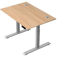 Kerkmann Move 2 Plus elektrisch höhenverstellbarer Schreibtisch eiche rechteckig, T-Fuß-Gestell silber 120,0 x 80,0 cm von Kerkmann