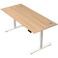 Kerkmann Move 2 Plus elektrisch höhenverstellbarer Schreibtisch eiche rechteckig, T-Fuß-Gestell weiß 180,0 x 80,0 cm von Kerkmann