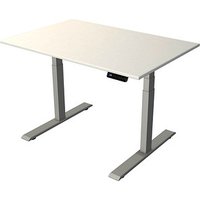 Kerkmann Move 2 elektrisch höhenverstellbarer Schreibtisch weiß rechteckig, T-Fuß-Gestell silber 120,0 x 80,0 cm von Kerkmann