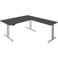 Kerkmann Move 3 tube elektrisch höhenverstellbarer Schreibtisch anthrazit L-Form, T-Fuß-Gestell silber 180,0 x 80,0 cm von Kerkmann