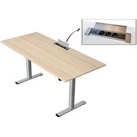 Kerkmann Move Base plus elektrisch höhenverstellbarer Schreibtisch ahorn rechteckig, T-Fuß-Gestell silber 180,0 x 80,0 cm von Kerkmann