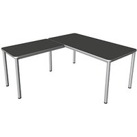 Kerkmann Prime Schreibtisch anthrazit L-Form, 6-Fuß-Gestell silber 160,0 x 180,0 cm von Kerkmann