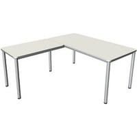 Kerkmann Prime Schreibtisch weiß L-Form, 6-Fuß-Gestell silber 160,0 x 180,0 cm von Kerkmann