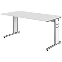 Kerkmann Priola höhenverstellbarer Schreibtisch weiß rechteckig, C-Fuß-Gestell silber 160,0 x 80,0 cm von Kerkmann