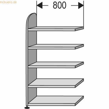 Kerkmann Regalfeld Büroregal Dante BXHxT 800x1900x325mm weiß 5 Böden von Kerkmann