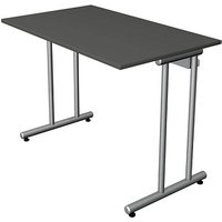 Kerkmann Smart office Schreibtisch anthrazit rechteckig, C-Fuß-Gestell silber 100,0 x 60,0 cm von Kerkmann