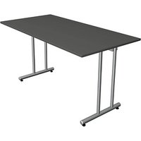 Kerkmann Smart office Schreibtisch anthrazit rechteckig, C-Fuß-Gestell silber 140,0 x 70,0 cm von Kerkmann