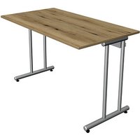 Kerkmann Smart office Schreibtisch eiche rechteckig, C-Fuß-Gestell silber 120,0 x 65,0 cm von Kerkmann