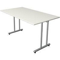 Kerkmann Smart office Schreibtisch weiß rechteckig, C-Fuß-Gestell silber 140,0 x 70,0 cm von Kerkmann