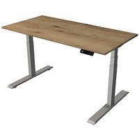 Kerkmann Smart office elektrisch höhenverstellbarer Schreibtisch eiche rechteckig, T-Fuß-Gestell silber 140,0 x 70,0 cm von Kerkmann