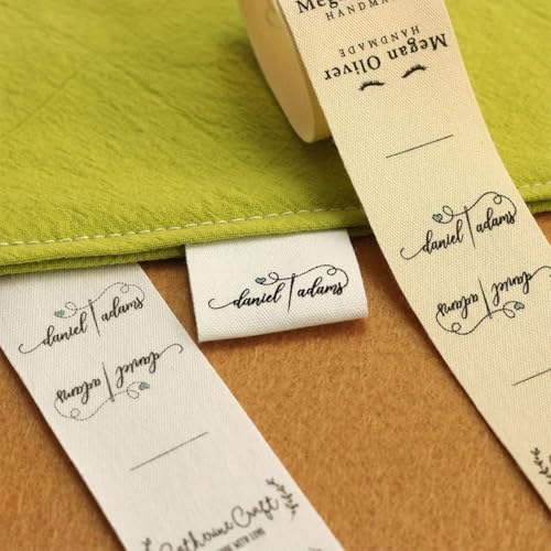 Personalisierte Stoffetiketten für Kleidung, Quiltstoffetiketten, Stoffetiketten für handgefertigte Artikel, benutzerdefinierte Etiketten für flache Kleidung (#2,25 * 70mm) von Keruidian