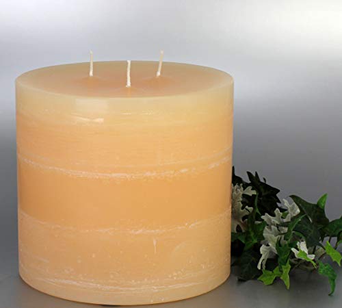 Landhaus Kerze mit 3 Dochte, Champagner - 12 x 16 cm - 4011 - Docht Indoor Kerze mit Struktur im Landhausstil. Eine schöne Kerze für Ihr Zuhause. 3 wick pillar candles. von Kerzen Junglas