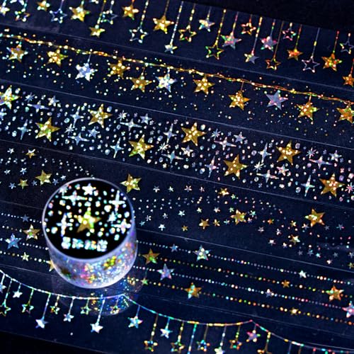 Scrapbooking Zubehör Stickers Set,6 Rolls Starry Themed Stickers,PET Washi Tape Aesthetic Stickers Decorative for Bullet Journal Zubehör,Journal,Photo Album,Notebook,DIY(Starry Night Sky Series) von Kesari