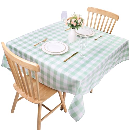 Gingham-Tischdecken, Polyester, 140 x 140 cm, quadratisch, kariert, knitterfrei, für Zuhause und Party, festliche Dekorationen, Stoff-Tischdecken (Hellgrün) von Kesfey