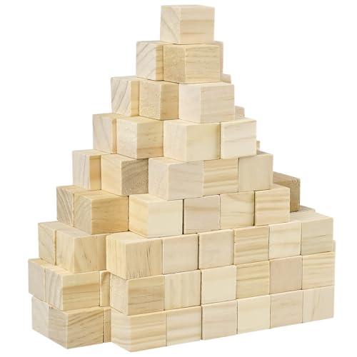 Keshufu DIY Holzwürfel, 2,5 cm, kleine, blanko Holzblöcke, Packung mit 120 Stück, quadratische Holzblöcke zum Basteln, Puzzle, Malen, Schnitzen (2,5 cm, 120 Stück) von Keshufu