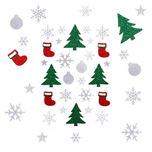 Kesote 135x Weihnachtssticker Glitzer Weihnachtsaufkleber Schneeflocke Aufkleber Stern Sticker Selbstklebend zum Basteln für Weihnachten Deko Geschenk Mitgebsel von Kesote