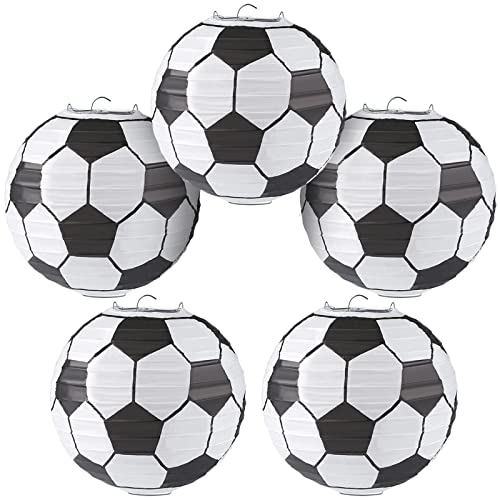 Kesote 5X Lampions Fußball Laterne Papier 10 Zoll Papierlaterne Hängedeko für Weltmeisterschaft Kinder Geburtstag Party Dekoration (25,4 cm) von Kesote