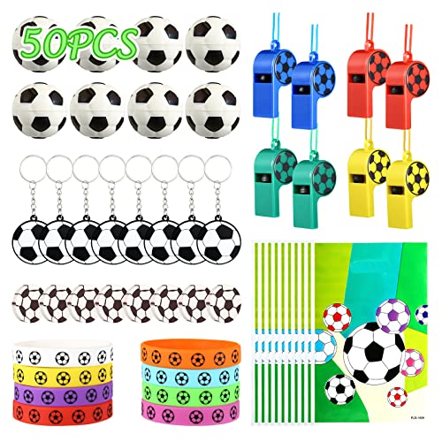 Kesote Fussball Geschenke Fußball Mitgebsel Kindergeburtstag Gastgeschenke Jungen 50 TLG Geburtstag Party Geschenk Kinder Schlüsselanhänger Geschenktüten Radiergummi Stressball Armband Jungs Mädchen von Kesote