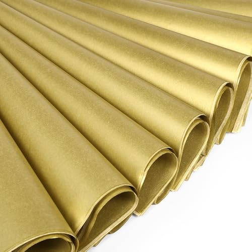 Kesote Geschenkpapier 60 Seidenpapier Verpackungsmaterial Gold Transparentpapier Bastelpapier Packpapier Basteln Papier Hochzeit Geschenk Deko Weihnachten (70 x 50 cm) von Kesote