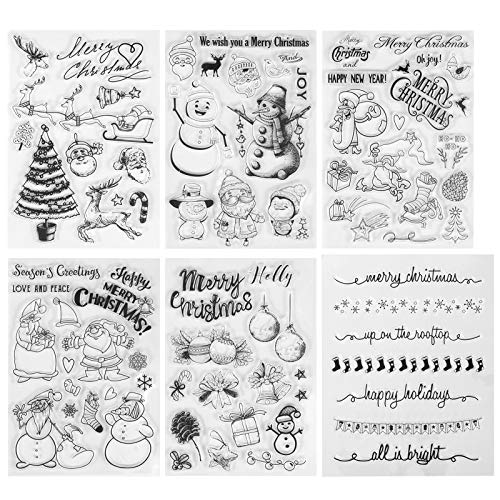 Kesote Silikonstempel Weihnachten Stempel Clear Stamp Transparent 6 Bogen Weihnachtsstempel Silikon DIY Scrapbooking Fotoalbum von Kesote