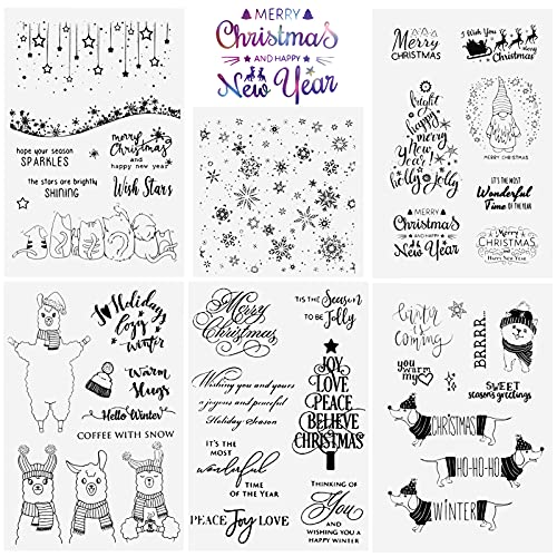 Kesote Stempel Clear Weihnachten Stamp Transparent 6 Bogen Weihnachtsstempel Silikon zum Basteln Merry Christmas DIY von Kesote