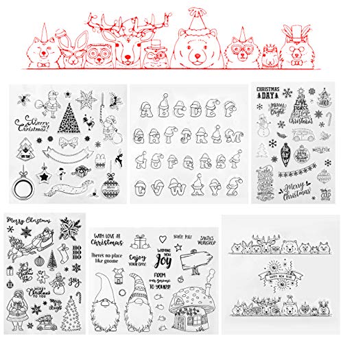 Kesote Silikonstempel Weihnachten Stempel Clear Stamp Transparent Weihnachtsstempel Silikon DIY Scrapbooking Fotoalbum (6 Bogen) von Kesote