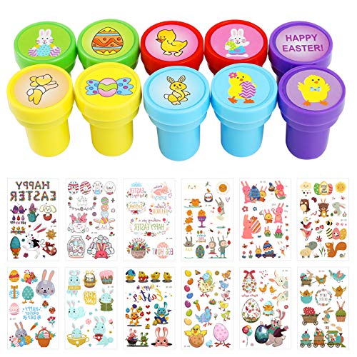 Kesote Stempel Kinder Aufkleber Ostern Stempel Set Hase Stempelset Ostereier Sticker Tattoo von Kesote