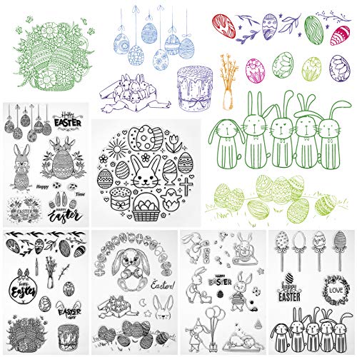 Kesote Stempel Ostern Silikonstempel Kinder Stempelset Clear Stamp Hase Deko Basteln DIY von Kesote