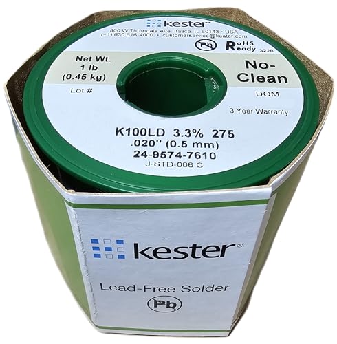 Kester 24-9574-7610 K100LD bleifrei, kein sauberes Lötzinn von Draht, 50,8 cm Durchmesser, kostengünstige Legierung von Kester